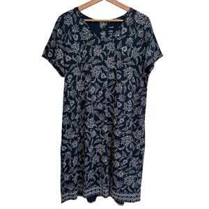 J. Jill PureJill Buttoned Back T-Shirt Shift Dress Women Large Floral‎